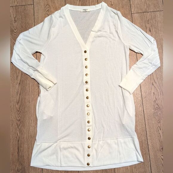 Zenana Womens Plus 2X 18 20 Cream Cardigan Sweater Snaps Slim Fit Pockets NEW - Picture 2 of 4